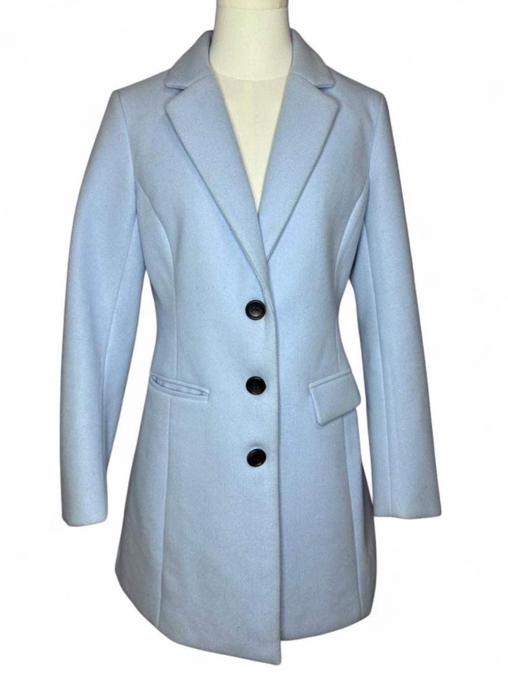 Allegra K Light Blue Single-Breasted Pea Coat